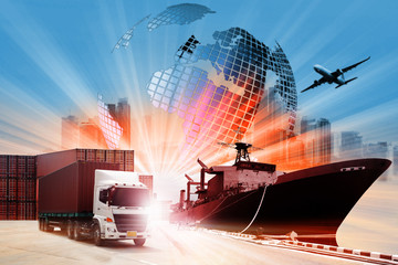 The world logistics  background or transportation Industry or shipping business, Container Cargo ...