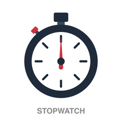 stopwatch flat icon on white transparent background. You can be used black ant icon for several purposes.	