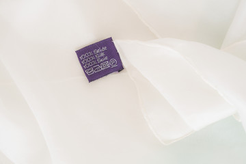 100% silk - close up of a silk label