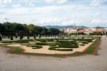 Fototapeta premium Vienna, Austria - August 2019 - View of Belvedere palace and gardens
