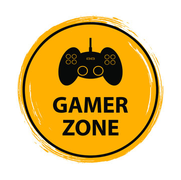 gamer zone sign on white background