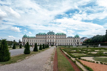 Vienna, Austria - August 2019 - View of Belvedere palace and gardens