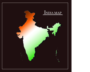 Map of India with tri colour flag 
