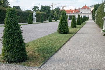 Vienna, Austria - August 2019 - View of Belvedere palace and gardens