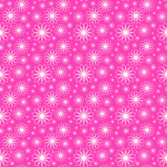 floral seamless pattern on pink background, vector illustration