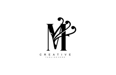 M Linked Abstract Flourish Monogram Shape Vector Logo Template