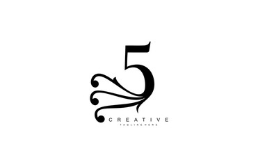 5 Linked Abstract Flourish Monogram Shape Vector Logo Template