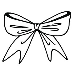 Vector black and white illustration of gift bow. Suitable for decoration of wrapping paper, stationery, greeting cards.