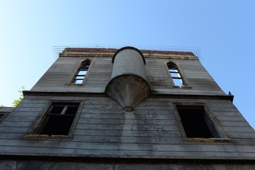 Wall of an old building on Alageik street in the Beyoglu district of Istanbul
