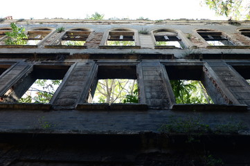 Wall of an old building on Alageik street in the Beyoglu district of Istanbul