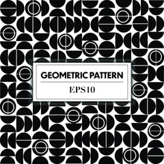 retro geometric circle repeated pattern in monochrome for decoration, background, wallpaper, paper wrapping, - 326350930
