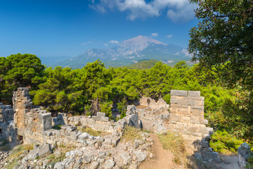 Fototapeta na wymiar Ruins of the ancient Phaselis city in Antalya province. Turkey
