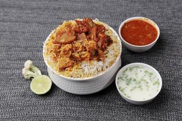 Top view of vegetable biryani an aromatic rice dish with basmati rice and mixed vegetables