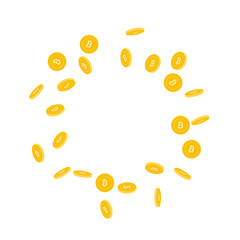Bitcoin, internet currency coins falling. Scattere