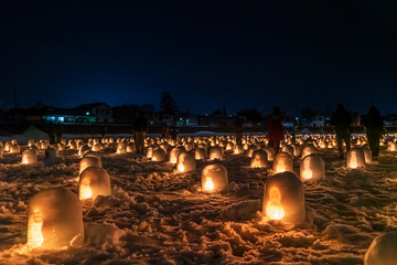 日本の冬 秋田 横手のかまくら