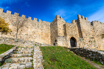 Fototapeta na wymiar The medieval crusader castle of Platamon,located southeast of Mount Olympus