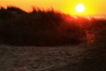 Sunset on the beach in Aveiro, Portugal
