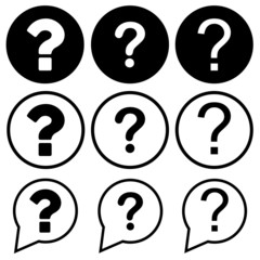 Question mark icon in the circle button. ask illustration sign collection. information symbol set.