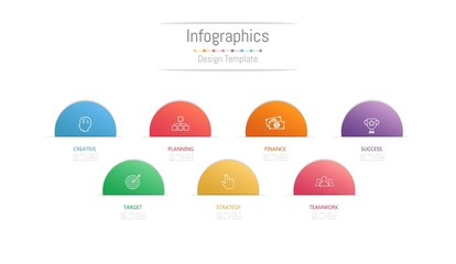 Infographic design elements for your business data with 7 options, parts, steps, timelines or processes. Vector Illustration.