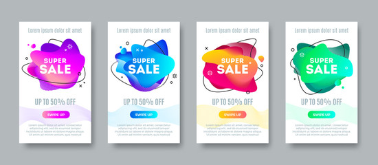 Super sale banners with fluid abstract shape