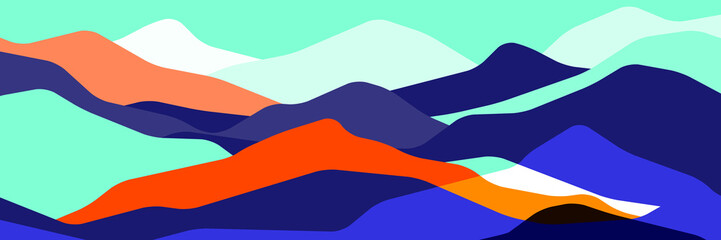 Naklejka premium Trend color mountains, translucent waves, abstract glass shapes, modern background, vector design Illustration for you project
