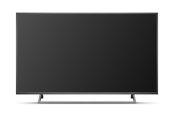 TV 4K flat screen lcd or oled, plasma realistic illustration, Black blank HD monitor mockup with...