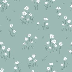 Cute hand drawn floral seamless pattern, flower meadow background, great for textiles, banners, wallpapers, vector design