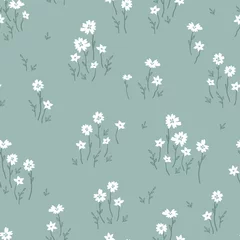 Foto op Plexiglas Kleine bloemen Schattig handgetekende naadloze bloemmotief, bloemenweide achtergrond, geweldig voor textiel, banners, wallpapers, vector design