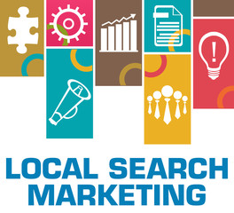 Local Search Marketing Colorful Rings Boxes Business Symbols 