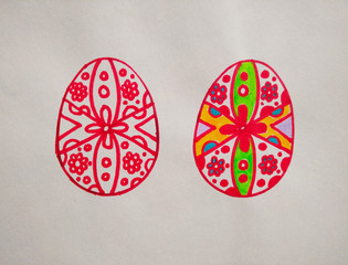 easter egg, hand drawn, colorful, paper, coloring book, children