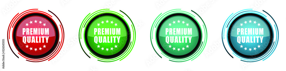 Aufkleber premium quality round glossy vector icons, set of buttons for webdesign, internet and mobile phone a