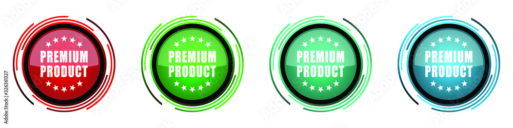 Aufkleber premium product round glossy vector icons, set of buttons for webdesign, internet and mobile phone a