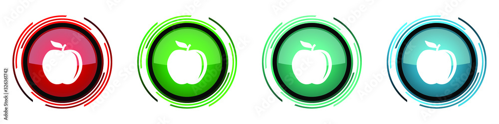 Aufkleber apple round glossy vector icons, set of buttons for webdesign, internet and mobile phone application