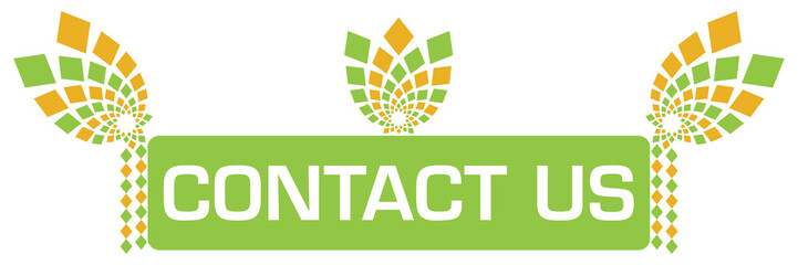 Contact Us Green Orange Floral Elements 