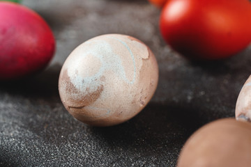 Easter eggs on a dark background