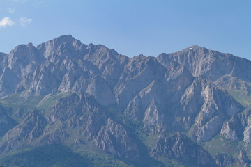 Potes, Cantabria/Spain; Aug. 03, 2015. The first peaks of Picos de Europa in Potes.