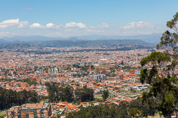 View of the city of Cuenca, Ecuador, with it's many churches at sunny summer day. South America.