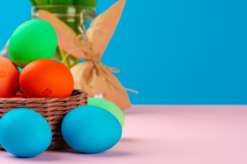 Easter concept with  bunny paper decoration with copy space. Creative photo