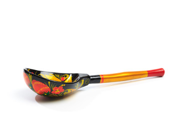 Russian national wooden spoon isolated on white background - IMAGE