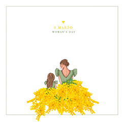 mimose donna e bambina gonna di mimose festa della donna auguri