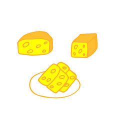 Cheese, set, vector illustration, hand drawing