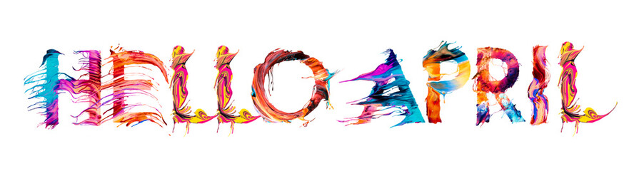 Hello APRIL typography brush stroke design for greeting cards