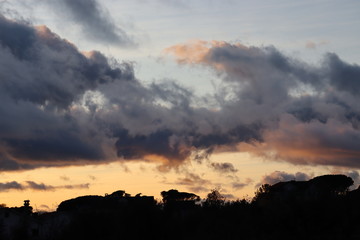 Clouds floating in the sunset