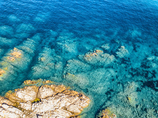 Sardinian coast and sea, aerial view
