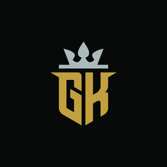 Initial Letter GK with Shield King Logo Design