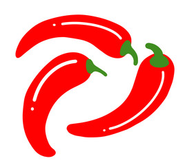 three Spicy chili peppers simple vector illustration