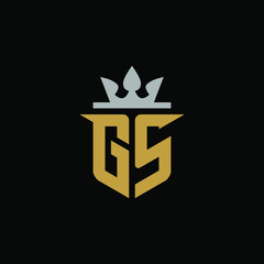 Initial Letter GS with Shield King Logo Design