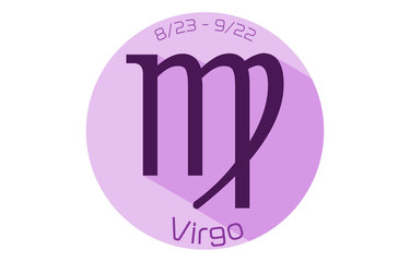 12星座の紫のアイコン：ベクターイラスト：乙女座