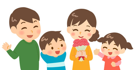 母の日　笑顔の家族