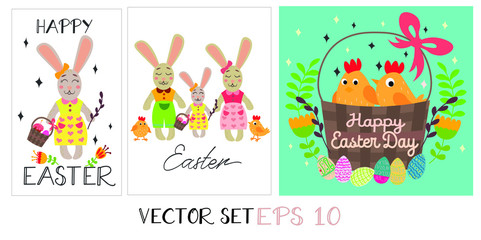Vector Easter spring set card 